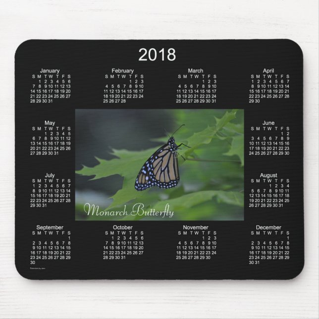 2018 Monarch Butterfly Calendar by Janz Mouse Pad (Front)