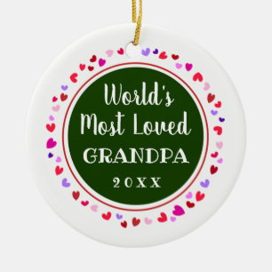 2018 Most Loved Grandpa or Any Name Christmas Gift Ceramic Tree Decoration