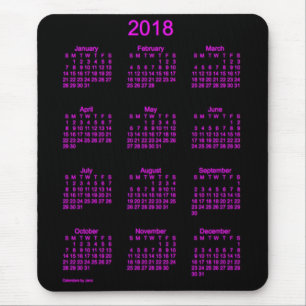 2018 Neon Pink Calendar by Janz Mouse Pad