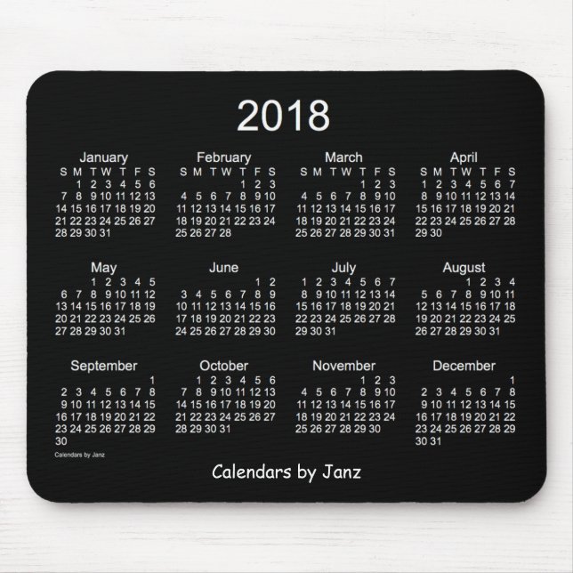 2018 Neon White Calendar by Janz Mouse Pad (Front)