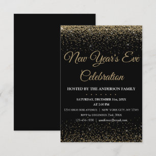 2018 New Year's Eve Party Sparkle Glitter Invitation