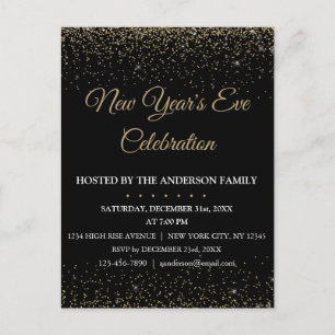 2018 New Year's Eve Party Sparkle Glitter Postcard