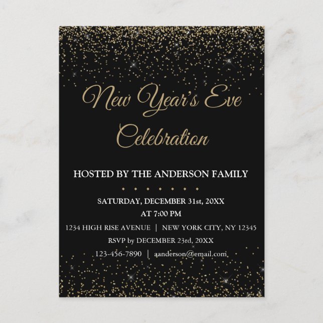 2018 New Year's Eve Party Sparkle Glitter Postcard (Front)