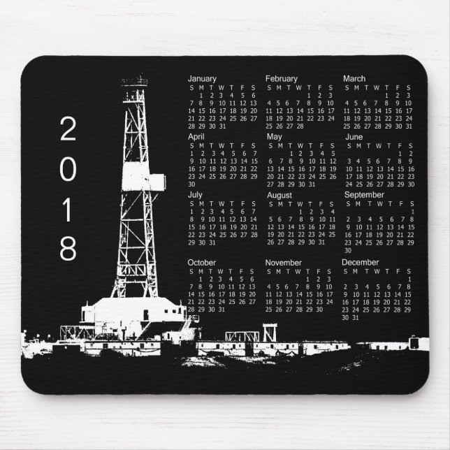 2018 Oil Drilling Rig Site Calendar Mouse Pad (Front)