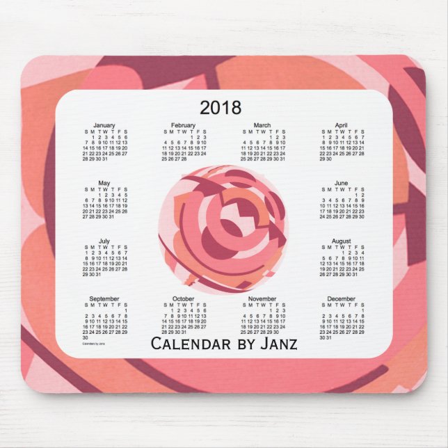 2018 Red Art Deco Framed Calendar by Janz Mouse Pad (Front)