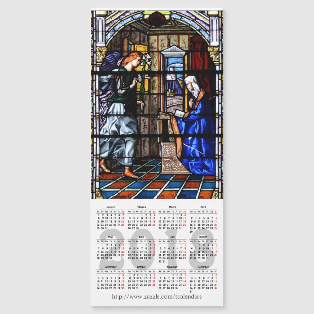 2018 stained glass calendar magnetic card (Front)