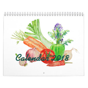 2018 Two Page Calendar Watercolor Vegetables