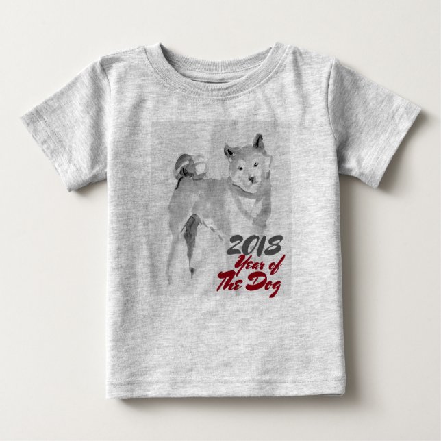 2018 Year of the Dog ink wash painting Kids Hoddie Baby T-Shirt (Front)