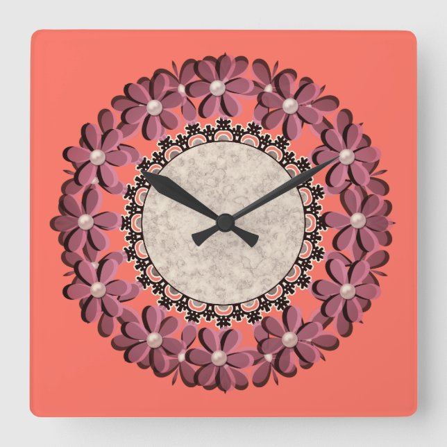 2019 мода, весна - лето тренд 2019-PANTONE 16 1546 Square Wall Clock (Front)