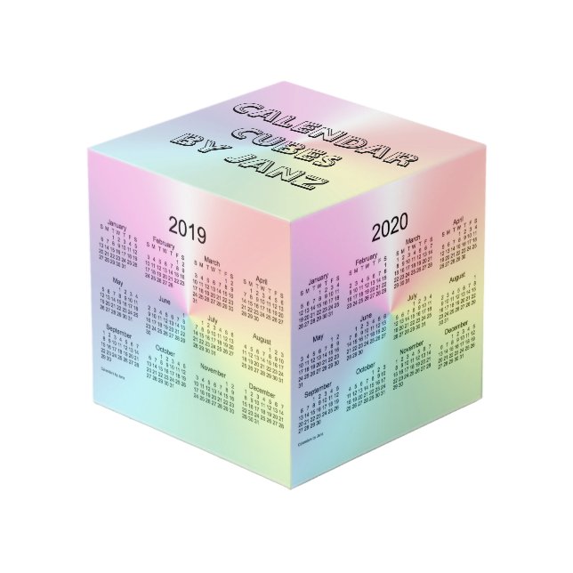 2019-2022 Shimmer Small Calendar Cube by Janz (Front Angled)