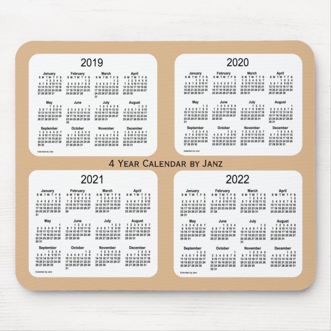 2019-2022 Tan 4 Year Calendar by Janz Mouse Pad (Front)