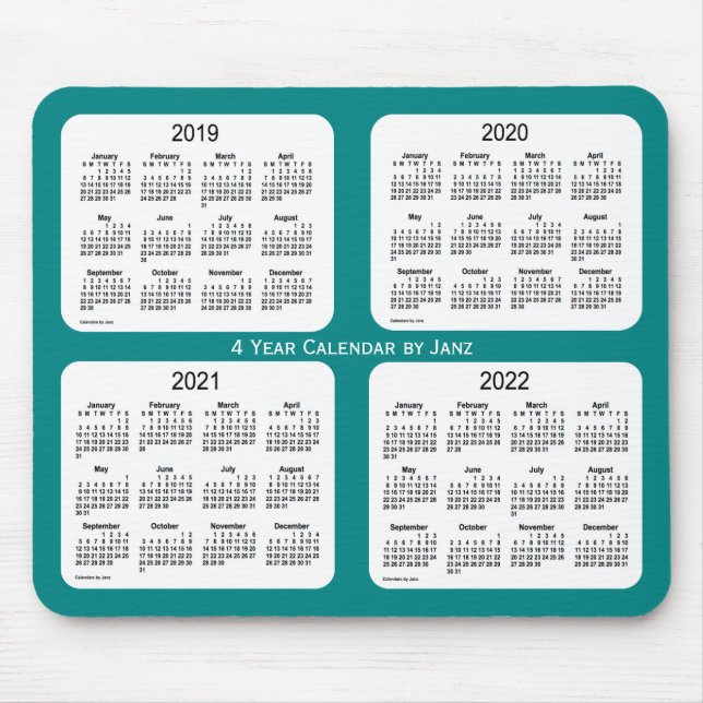 2019-2022 Teal 4 Year Calendar by Janz Mouse Pad (Front)