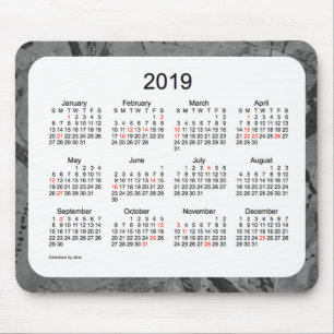 2019 Black Art Holiday Calendar Mouse Pad