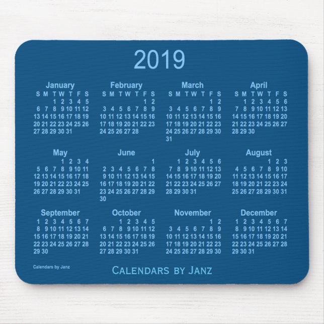 2019 Blue Calendar by Janz Mouse Pad (Front)
