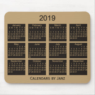 2019 Brown Calendar by Janz Mouse Pad