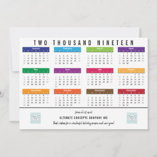 2019 Calendar Business Thank You on Back Holiday Card