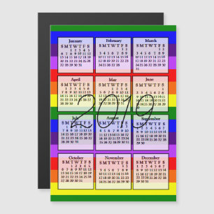 2019 Calendar Magnet Rainbow Background