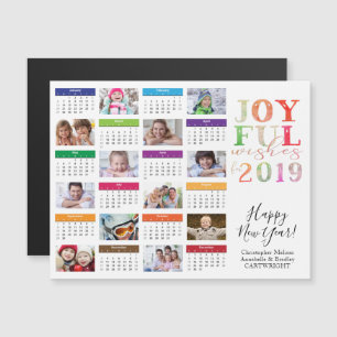 2019 Calendar Photo Collage Happy New Year Magnetic Invitation
