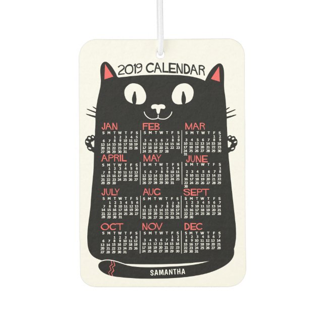2019 Calendar (See Description for New Version)  Car Air Freshener (Front)