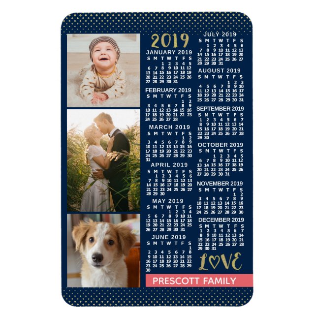 2019 Calendar (See Description for New Version)  Magnet (Vertical)