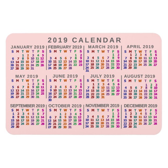 2019 Calendar (See Description for New Version)  Magnet (Horizontal)