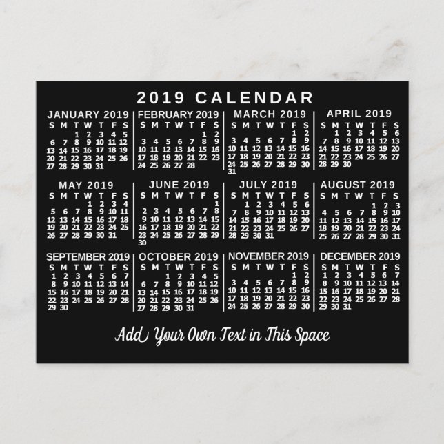 2019 Calendar (See Description for New Version)  Postcard (Front)