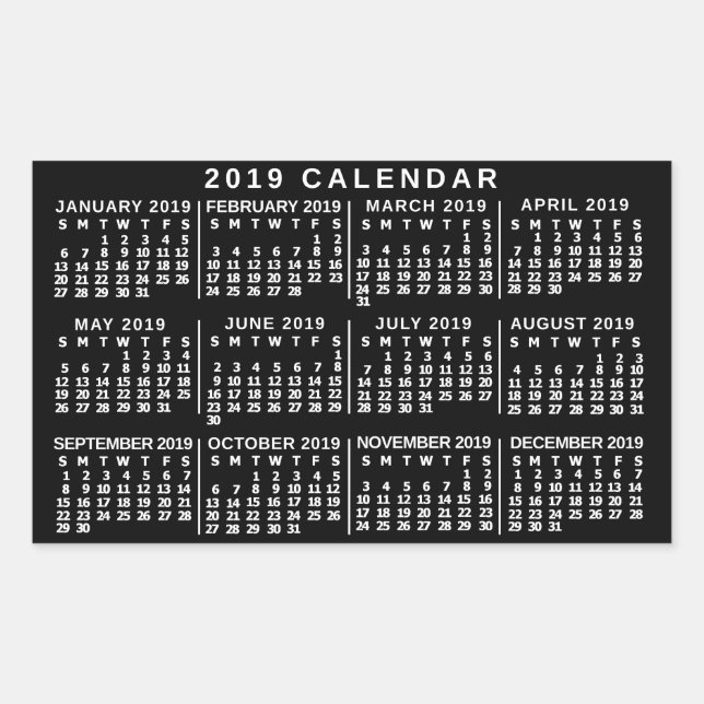 2019 Calendar (See Description for New Version)  Rectangular Sticker (Front)