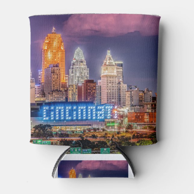 2019 Cincinnati Ohio Night Skyline Can Cooler (Front)