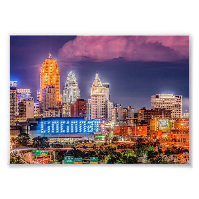 2019 Cincinnati Ohio Night Skyline - Photo Print (Front)