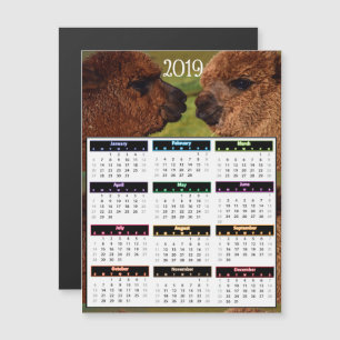2019 Funny Alpacas Mini Calendar Magnetic Invitation