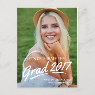 2019 Grad Party Brush Script Photo Invitation Postcard