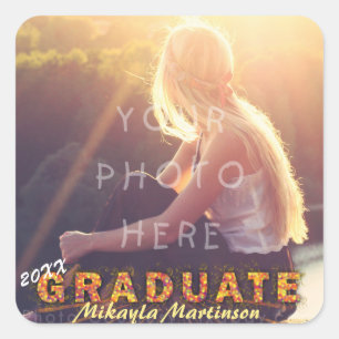2019 Graduation Boho Chic Sunshine Colours Photo Square Sticker