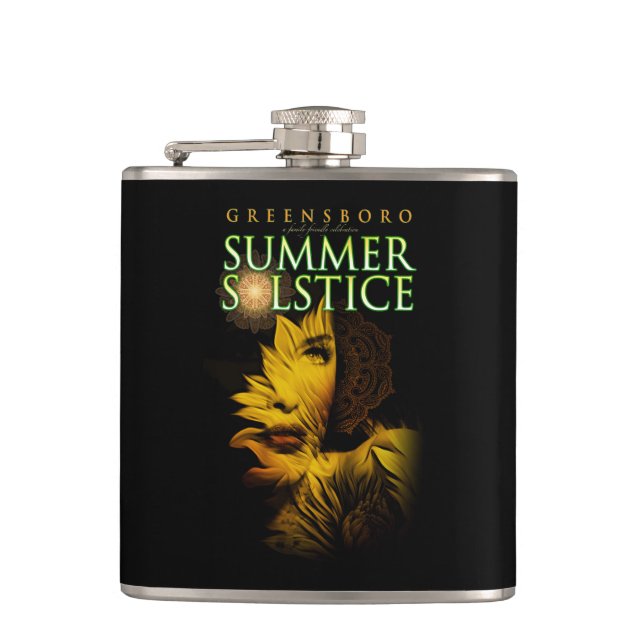 2019 Greensboro Summer Solstice Festival Keepsake Hip Flask (Front)
