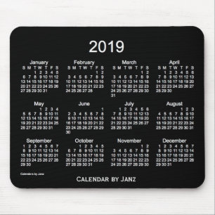 2019 Neon White Calendar by Janz Mouse Pad