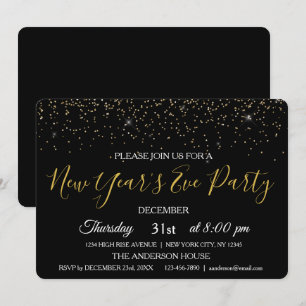 2019 New Year's Eve Party Glitter Sparkle Invite