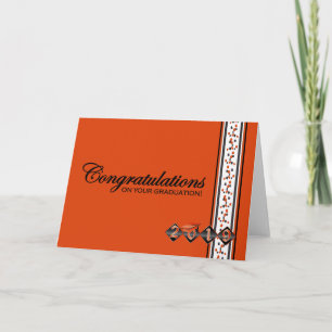 2019 Orange & Black Graduation Congratulations Card