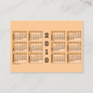 2019 Peach Calendar by Janz Chubby Business Card