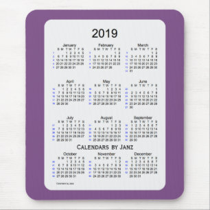 2019 Purple Smoke 52 Week Calendar by Janz Mouse Pad