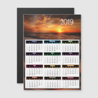 2019 Red Ocean Sunset Mini Calendar