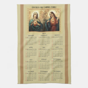 2019 Sacred Heart of Jesus & Mary Calendar Tea Towel