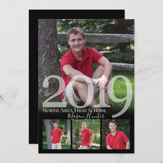 2019 Senior Memories Quad Photo Graduation Invitation (Front/Back)