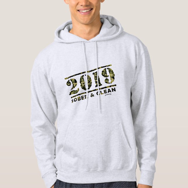 2019 Sober & Clean Recovery alcohol drug free Gift Hoodie (Front)