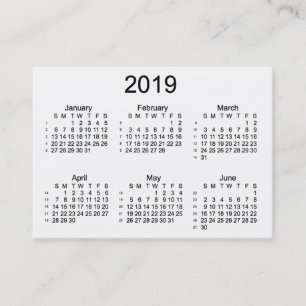 2019 White 52 Week Calendar by Janz Business Cards