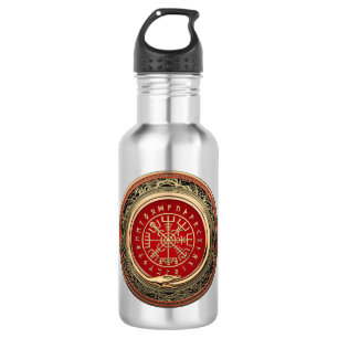 [201] Vegvisir - Viking Gold Magic Runic Compass 532 Ml Water Bottle