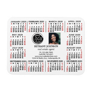 2020 Calendar Business Logo Photo Text Easy Custom Magnet