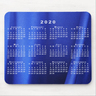 2020 Calendar on Abstract Blue Silk Custom Photo Mouse Pad