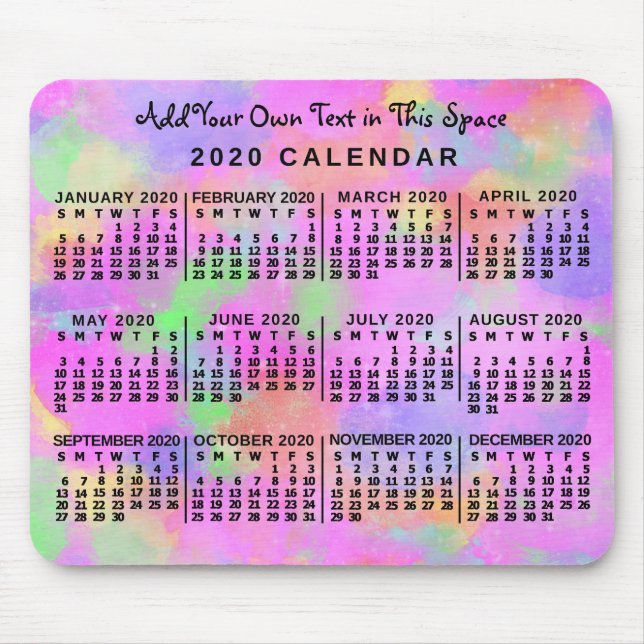 2020 Calendar (See Description for New Version)  Mouse Pad (Front)