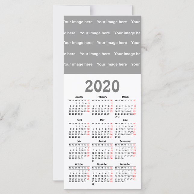 2020 calendar template Flar Card (Front)