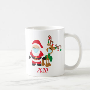 2020 Christmas Covid Reindeer Santa with Face Mask Coffee Mug