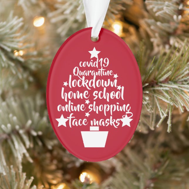 2020 Covid Tree facemask lockdown home school Ornament (Tree)